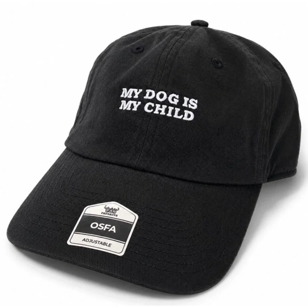 My‎ Dog Is My Child Black Dad Hat Cap OSFA Adjustable Embroidered Pet Lover NWT
